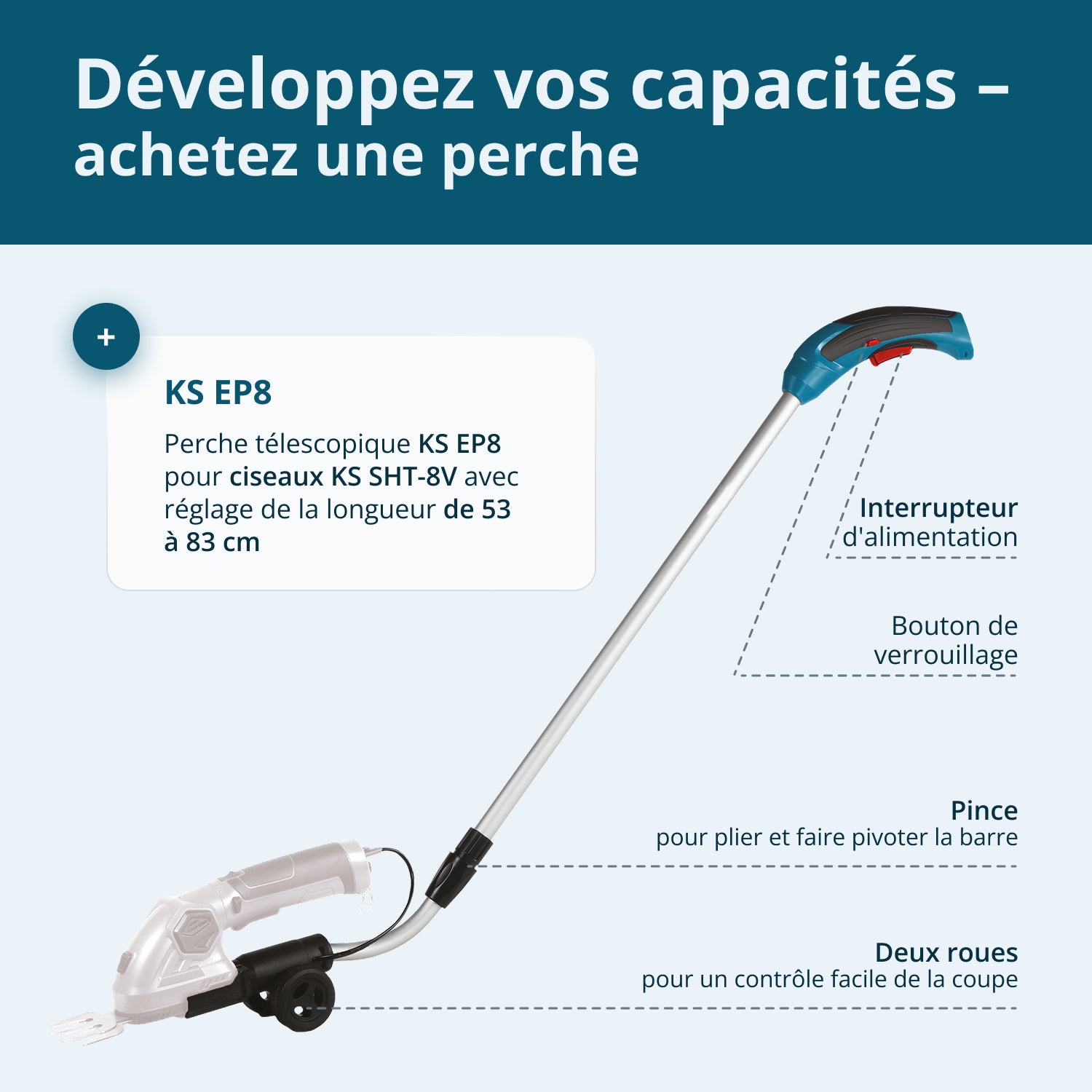 Manche téléscopique pour coupe-bordures KS EP8
