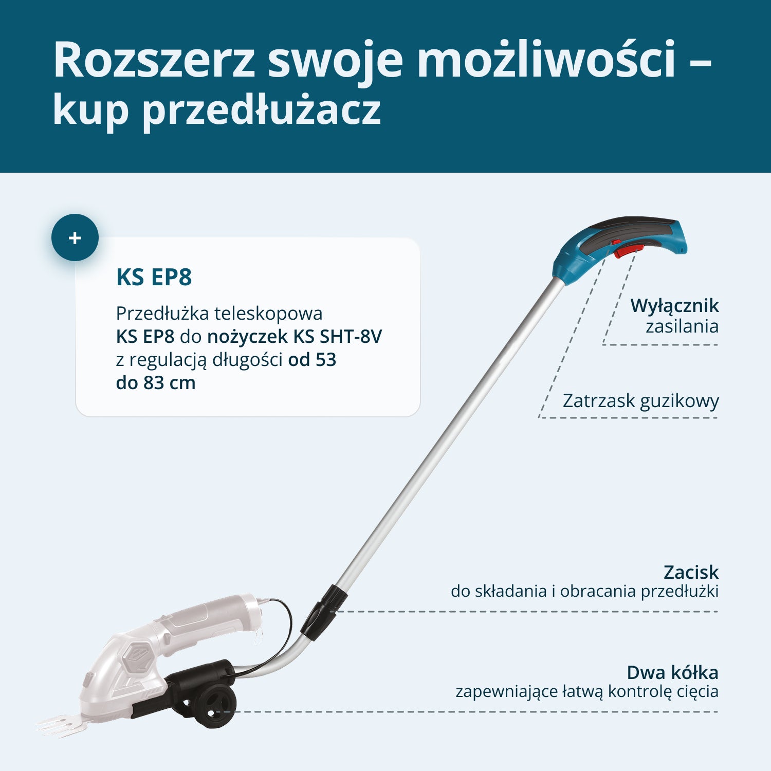 Akumulatorowe nozyce do trawy i Zywoptotu 2 w 1 KS SHT-8V