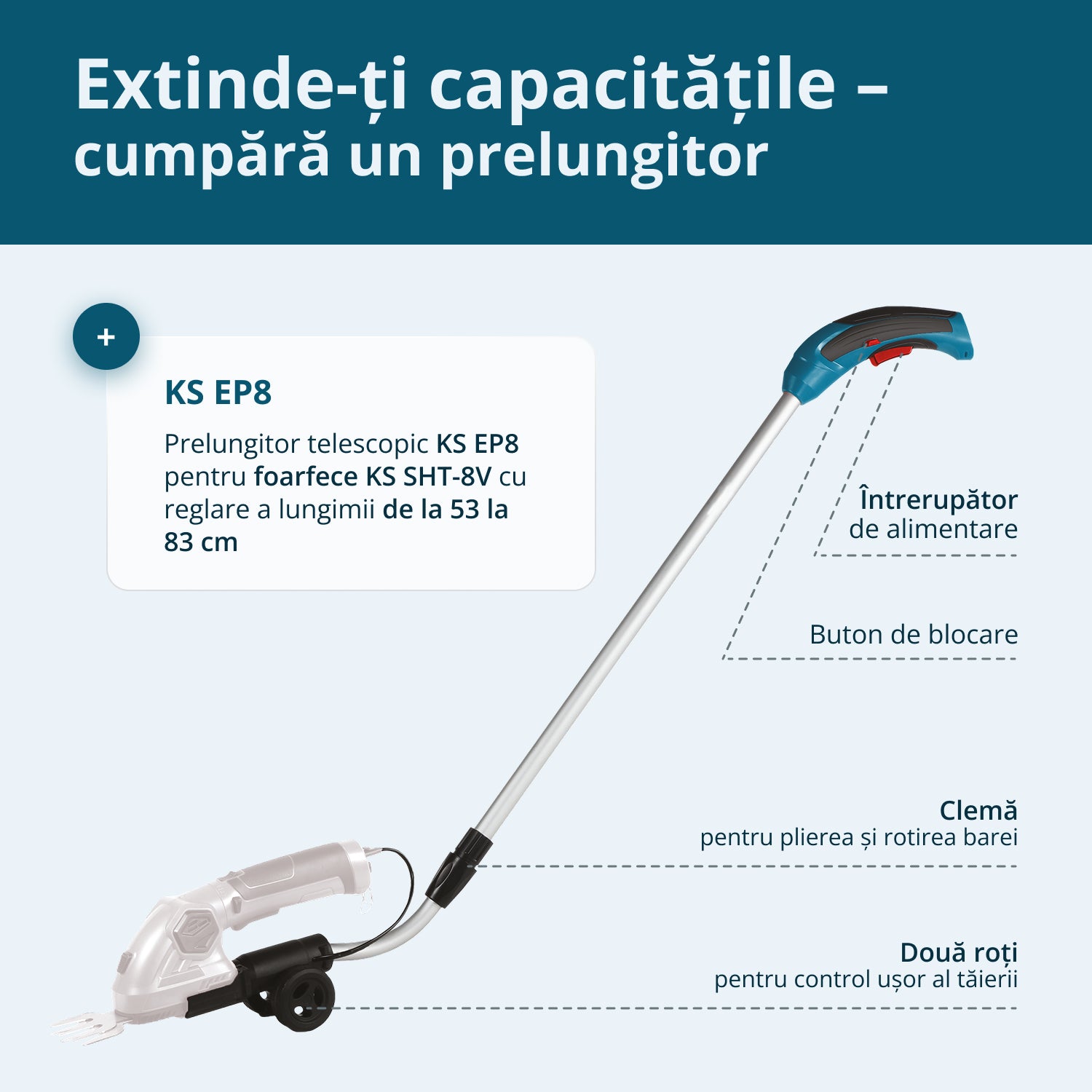 Foarfecă 2 în 1 pentru iarba si gard viu cu acumulator KS SHT-8V