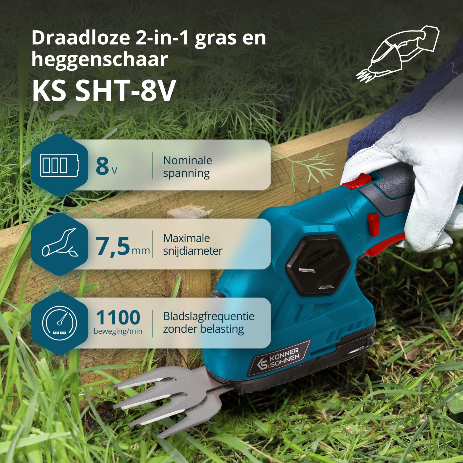 Snoerloze 2 in 1 Gras Schaar en Heggenschaar KS SHT-8V
