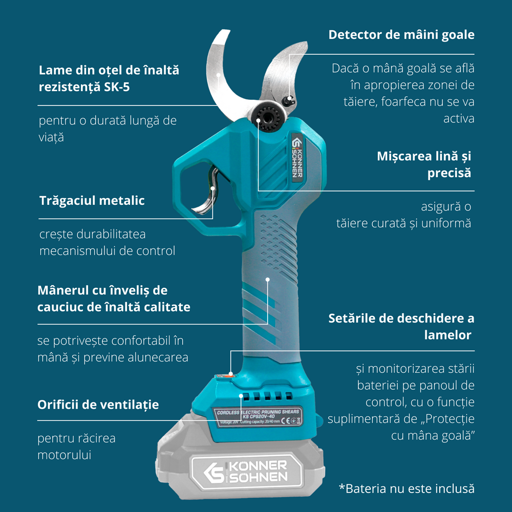 Foarfecă de grădină cu acumulator  KS CPS20V-40