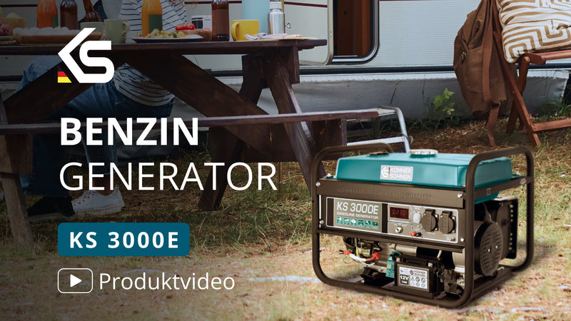 Überblick über den Benzingenerator KS 3000E (3 kW) mit Elektrostart von Könner & Söhnen