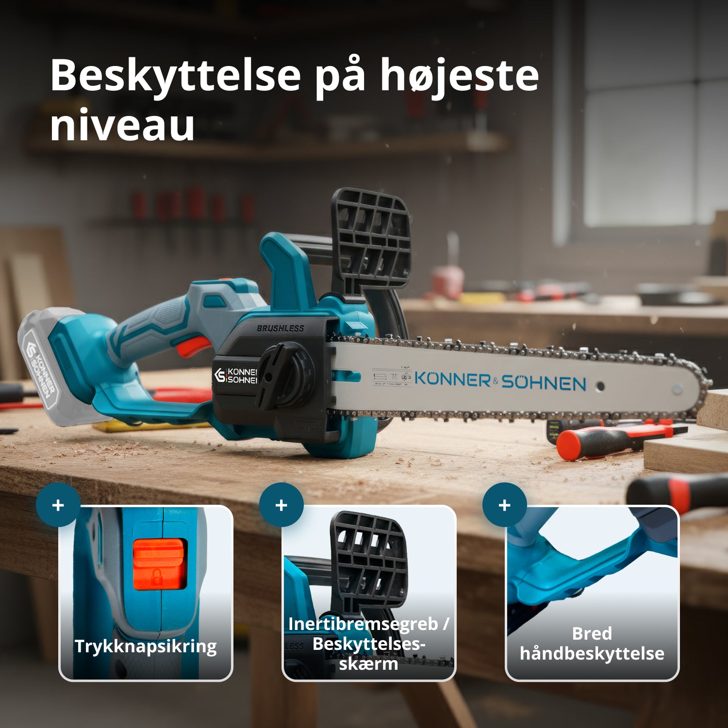 Ledningsfri Mini Kædesav KS MCS20V-12 SÆT PLUS