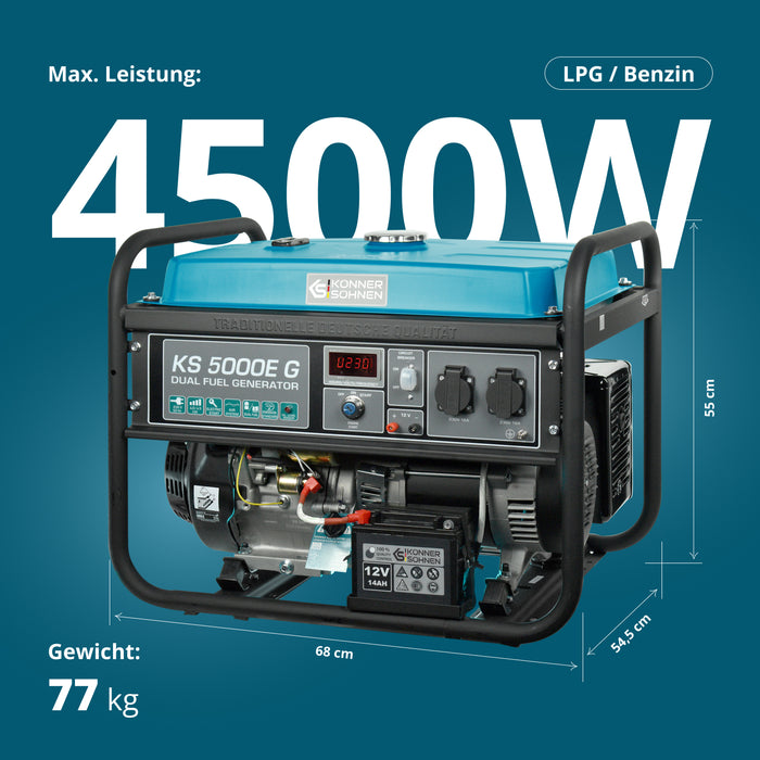 LPG/Benzinski generator „Könner & Söhnen“ KS 5000E G