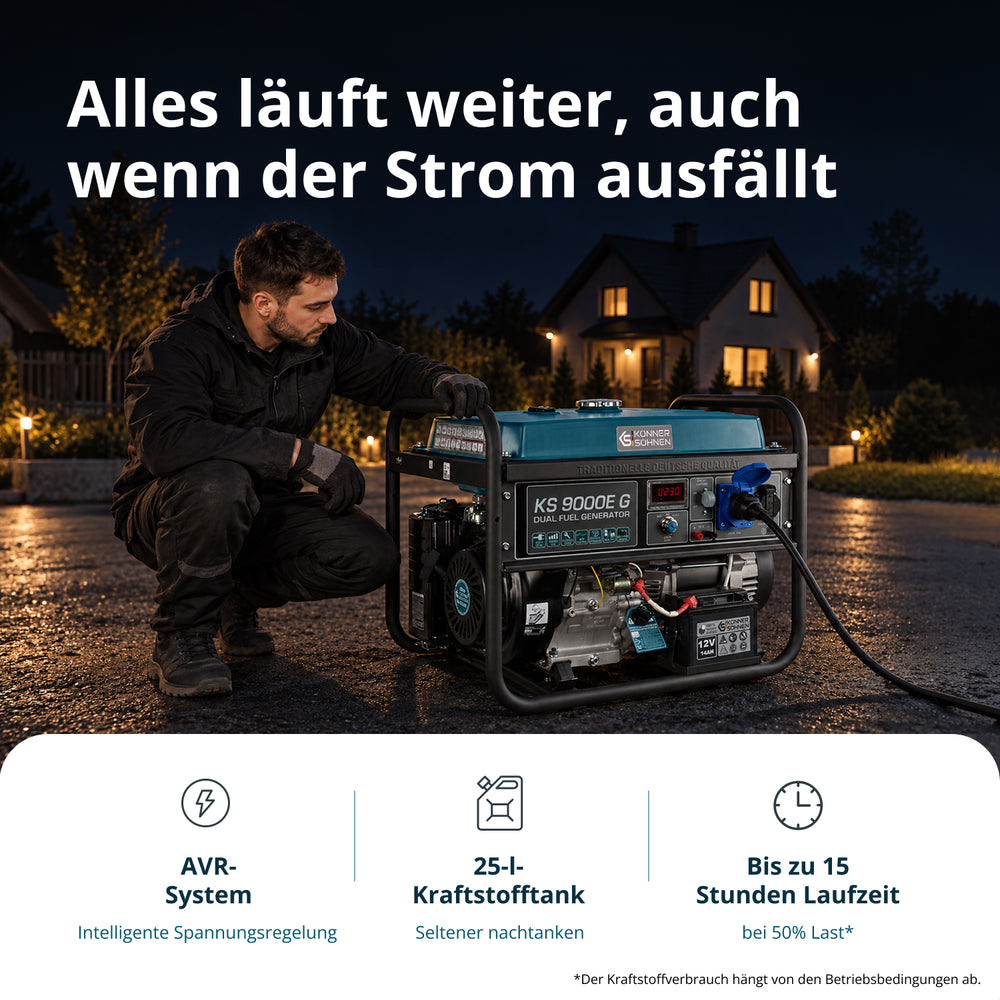 LPG/Benzin-Generator "Könner & Söhnen" KS 9000E G
