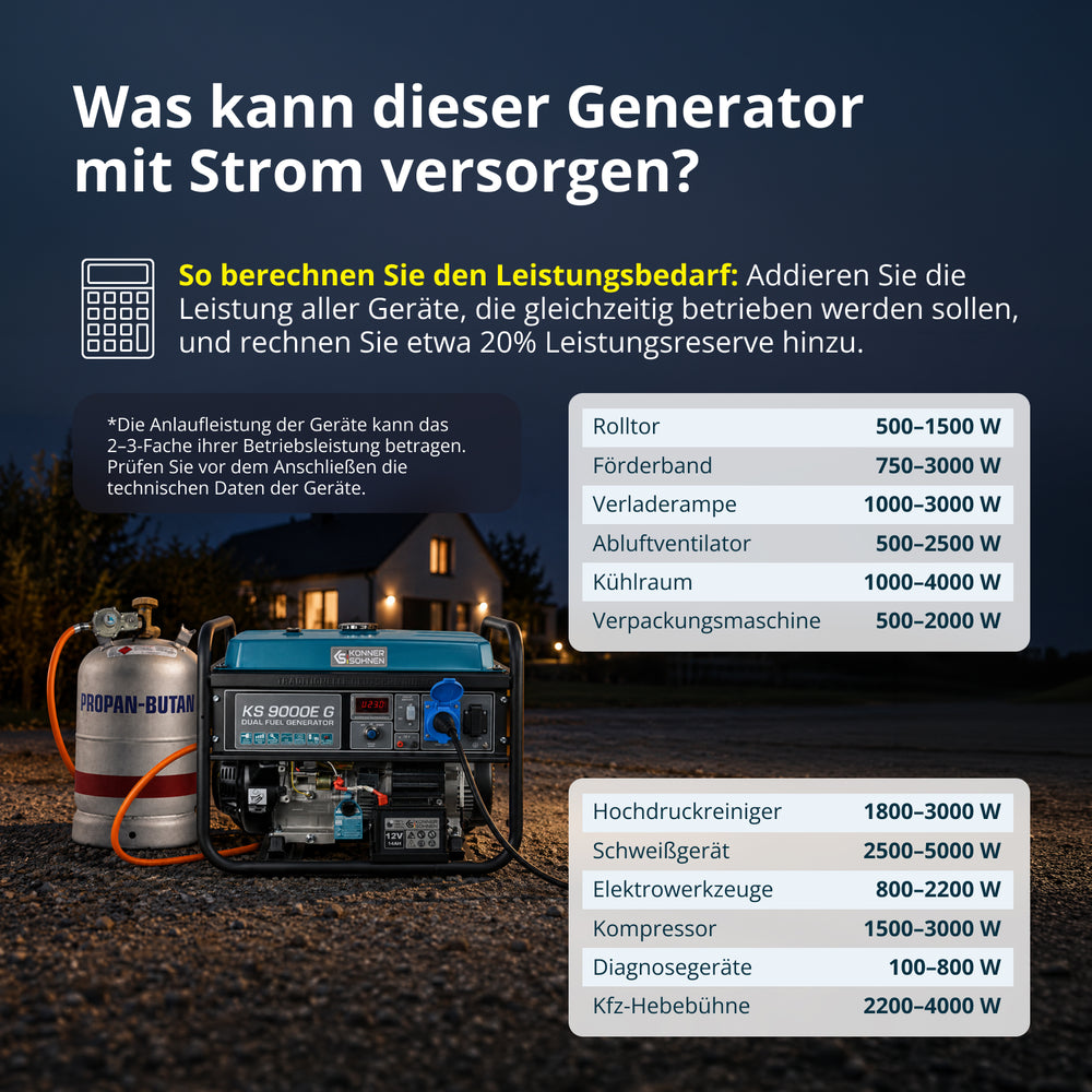 LPG/Benzin-Generator "Könner & Söhnen" KS 9000E G