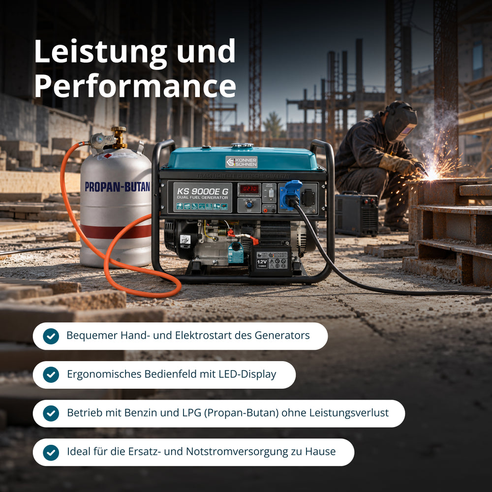 LPG/Benzin-Generator "Könner & Söhnen" KS 9000E G
