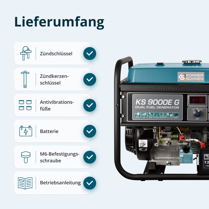 LPG/Benzin-Generator "Könner & Söhnen" KS 9000E G
