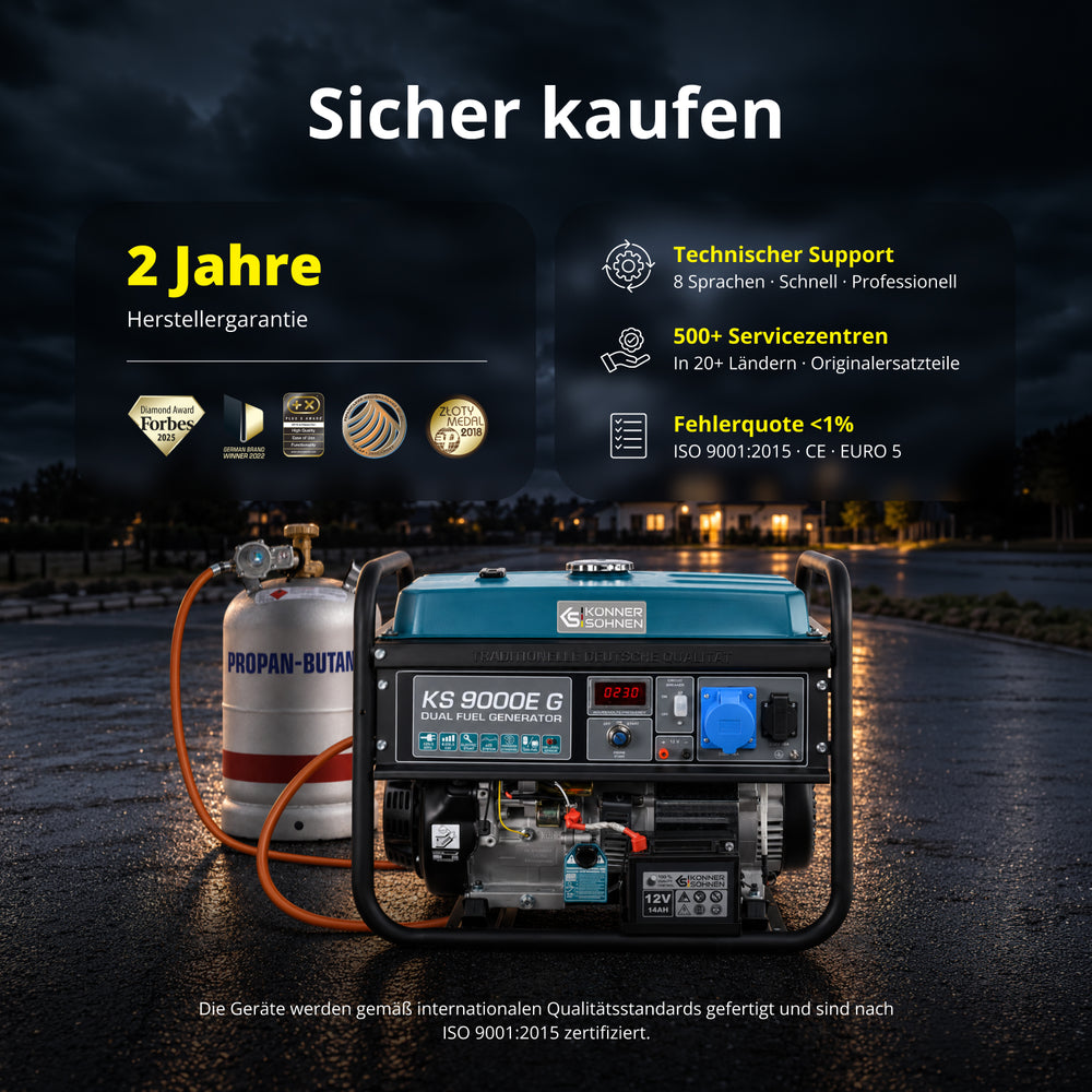 LPG/Benzin-Generator "Könner & Söhnen" KS 9000E G