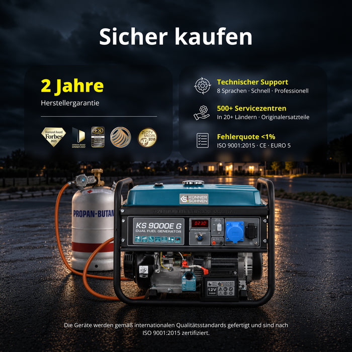 LPG/Benzin-Generator "Könner & Söhnen" KS 9000E G