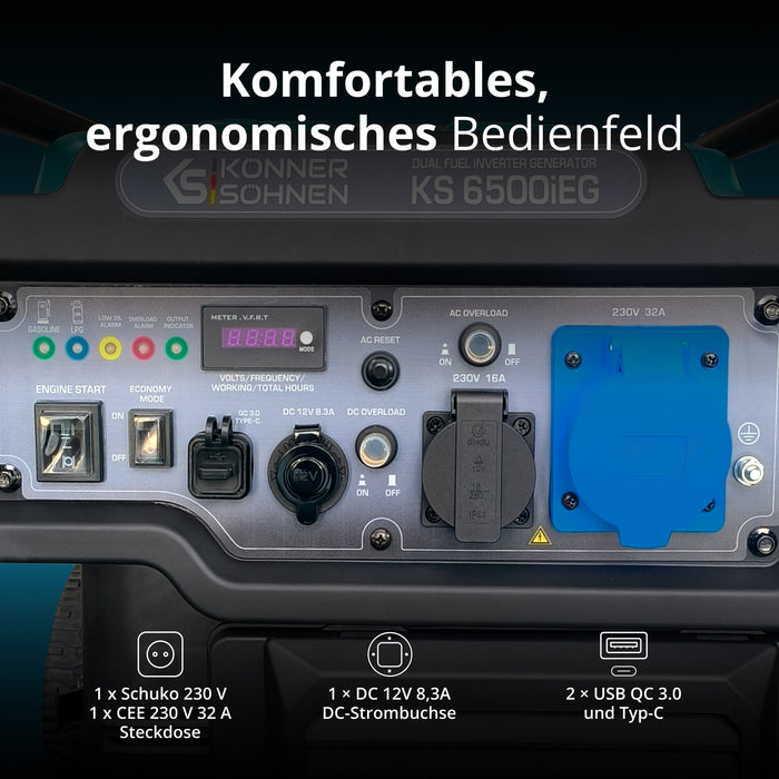 مولد عاكس ثنائي الوقود KS 6500iEG