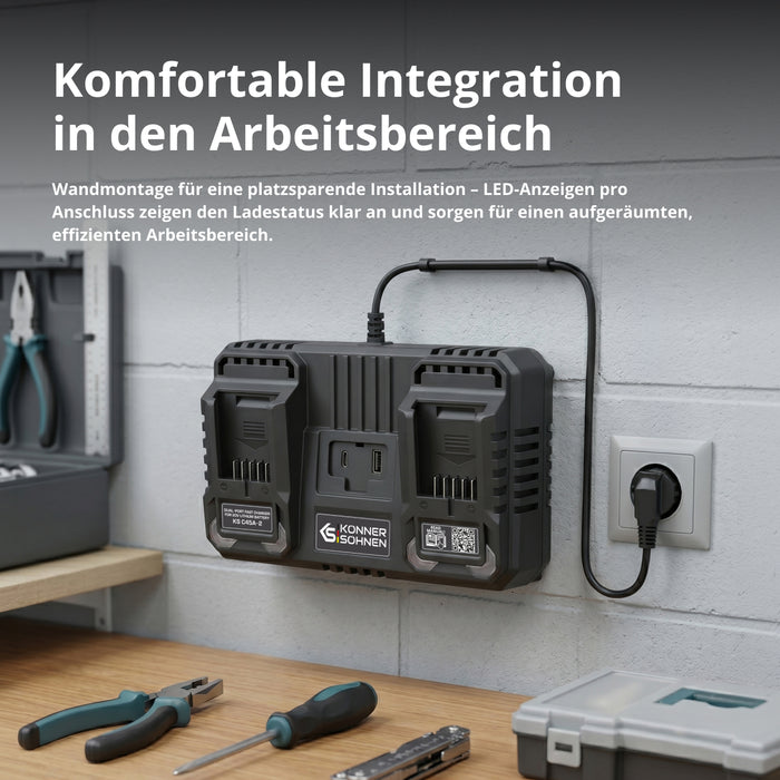 Dobbelt oplader til genopladelige batterier 20V KS C45A-2