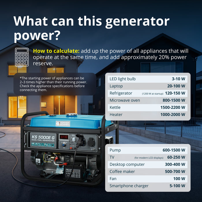 LPG/Benzinski generator „Könner & Söhnen“ KS 5000E G