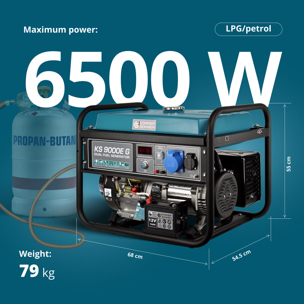 LPG/Benzin Generátor „Könner & Söhnen” KS 9000E G
