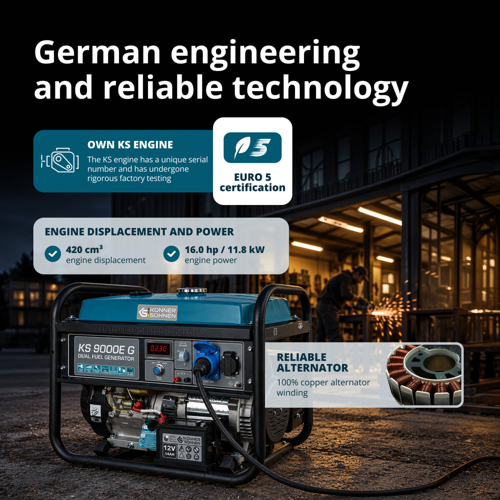 LPG/Benzin Generátor „Könner & Söhnen” KS 9000E G
