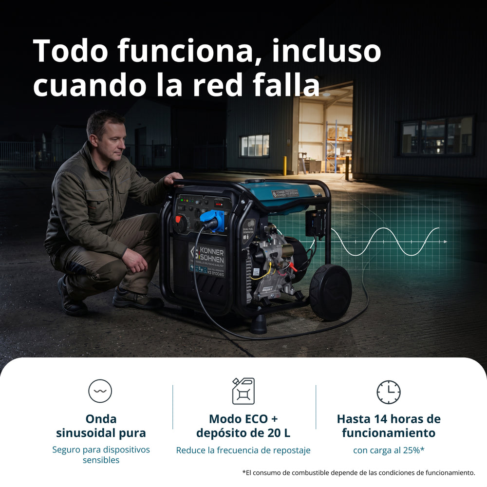 Generador inverter híbrido de gas/gasolina KS 8100iEG (Reacondicionado Bueno estado)