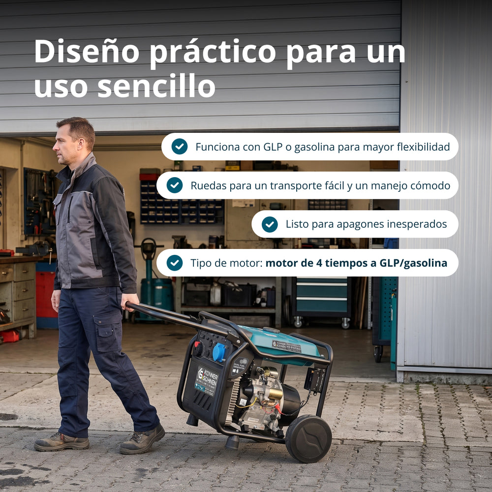 Generador inverter híbrido de gas/gasolina KS 8100iEG (Reacondicionado Bueno estado)