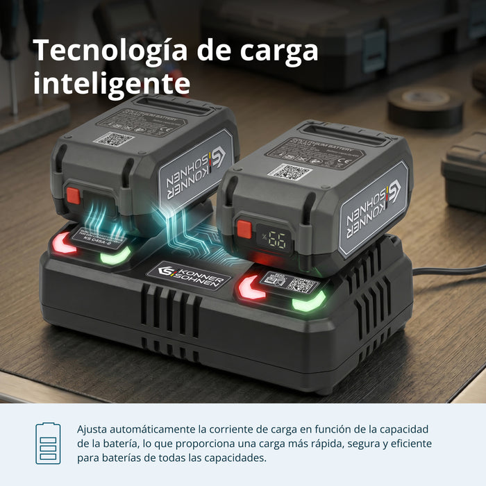 Cargador doble para baterías recargables 20V KS C45A-2
