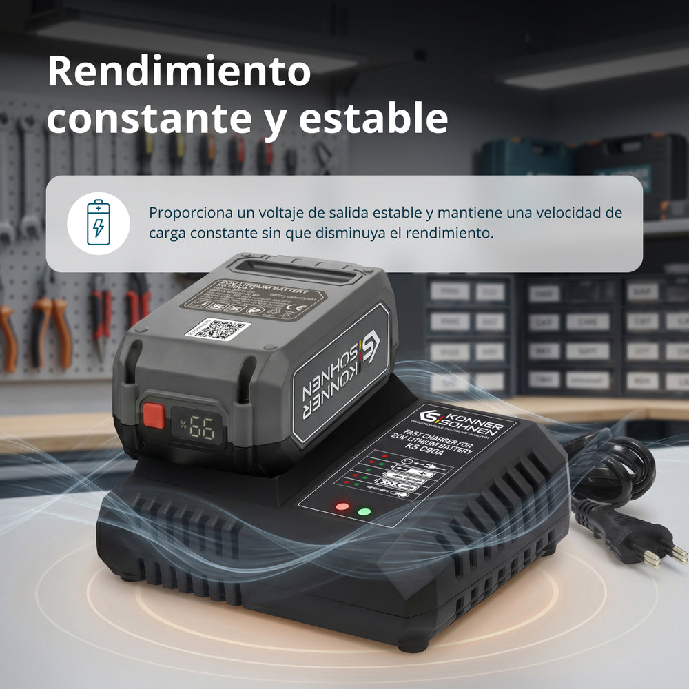 Cargador rápido para batería de litio de 20V KS C90A
