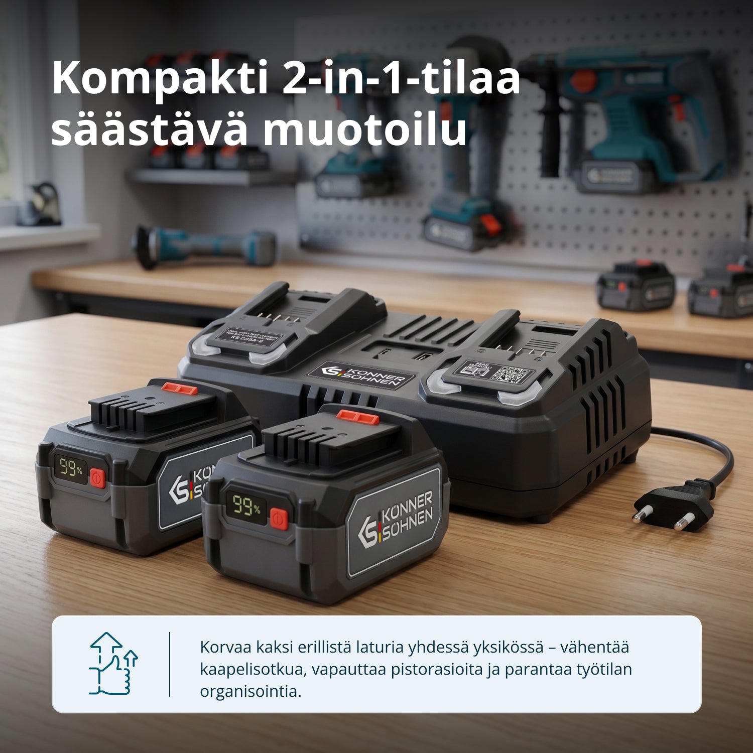 Kaksoislaturi 20V ladattaville akuille KS C35A-2