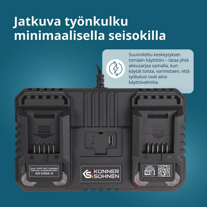 Kaksoislaturi ladattaville akuille 20V KS C45A-2