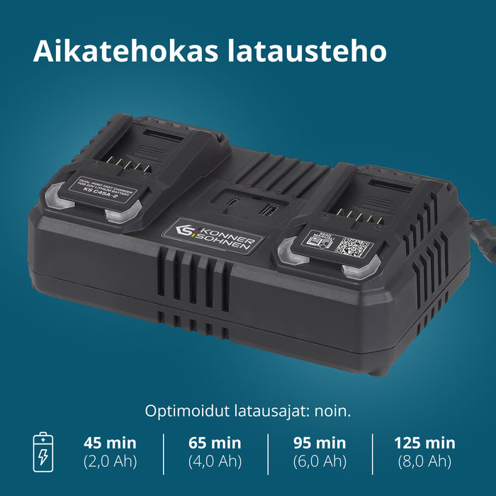 Kaksoislaturi ladattaville akuille 20V KS C45A-2