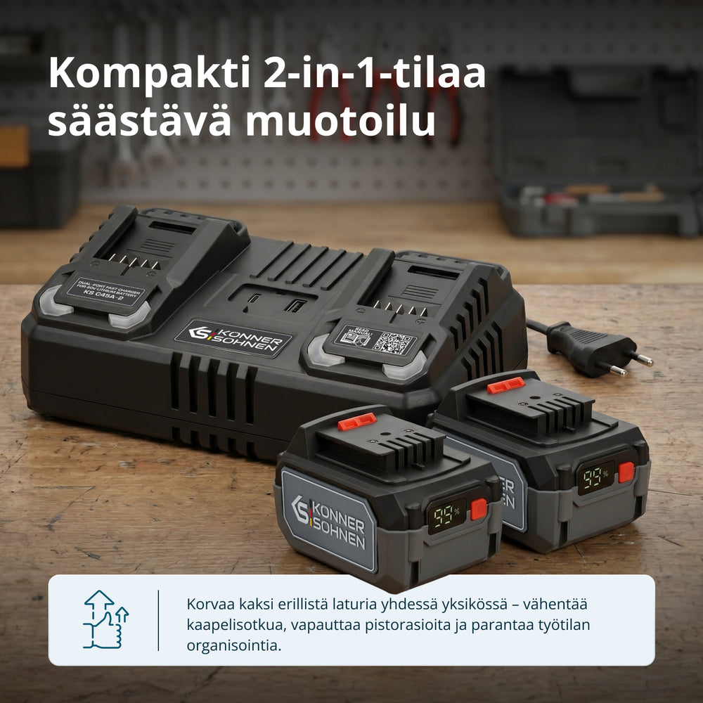 Kaksoislaturi ladattaville akuille 20V KS C45A-2