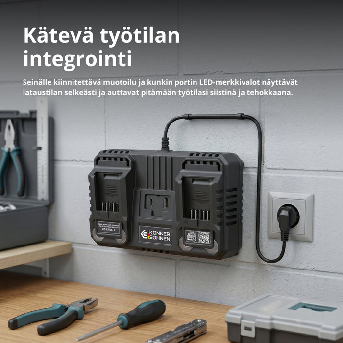 Kaksoislaturi ladattaville akuille 20V KS C45A-2