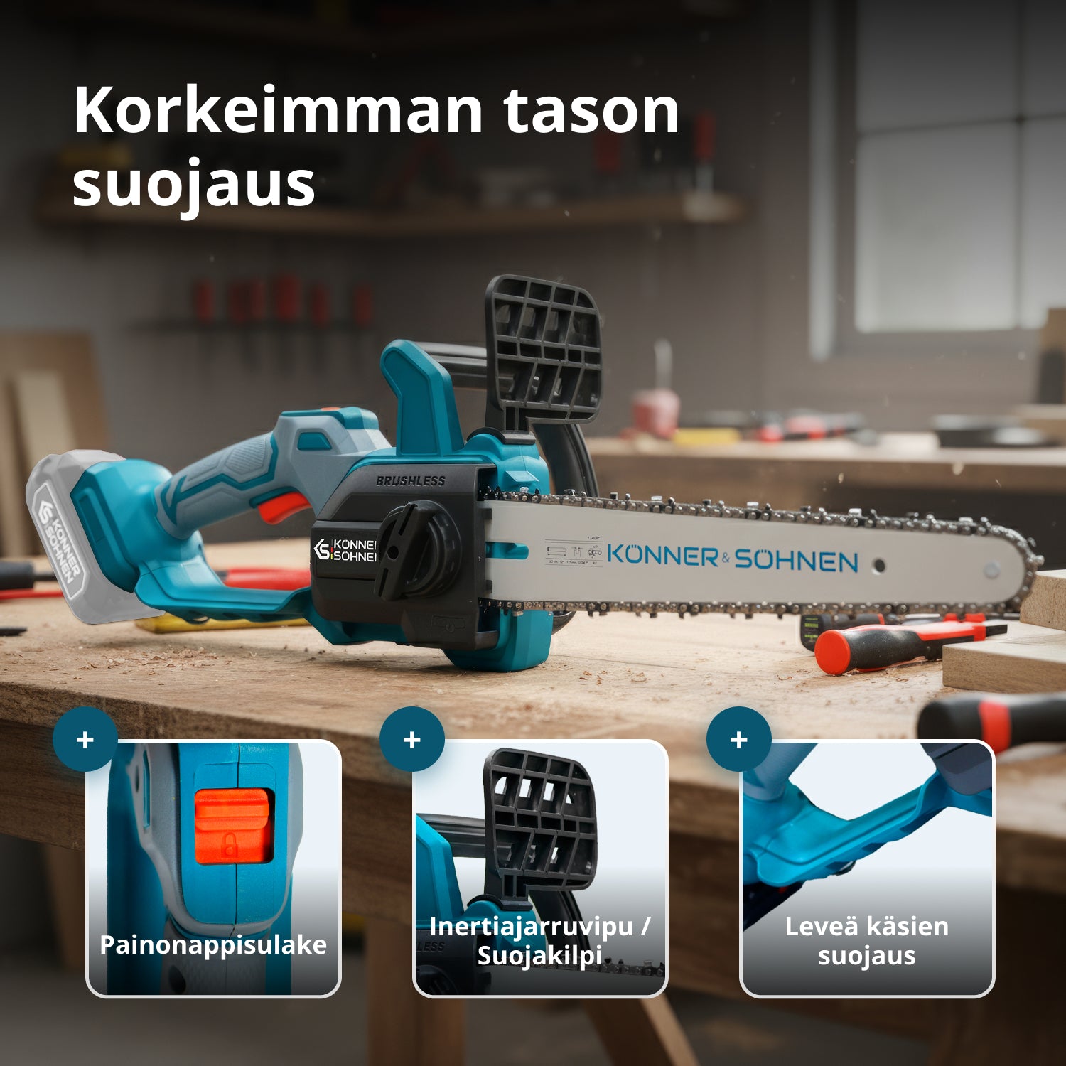 Johdoton Mini Moottorisaha KS MCS20V-12 SET PLUS