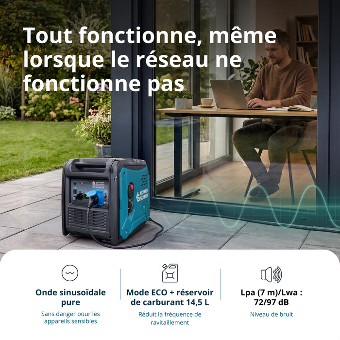 Groupe électrogène-onduleur dans la boîte anti-bruit KS 6000iE S ATS