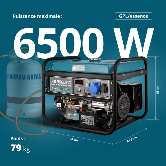 Groupe électrogène à essence/gaz "Könner & Söhnen" KS 9000E G