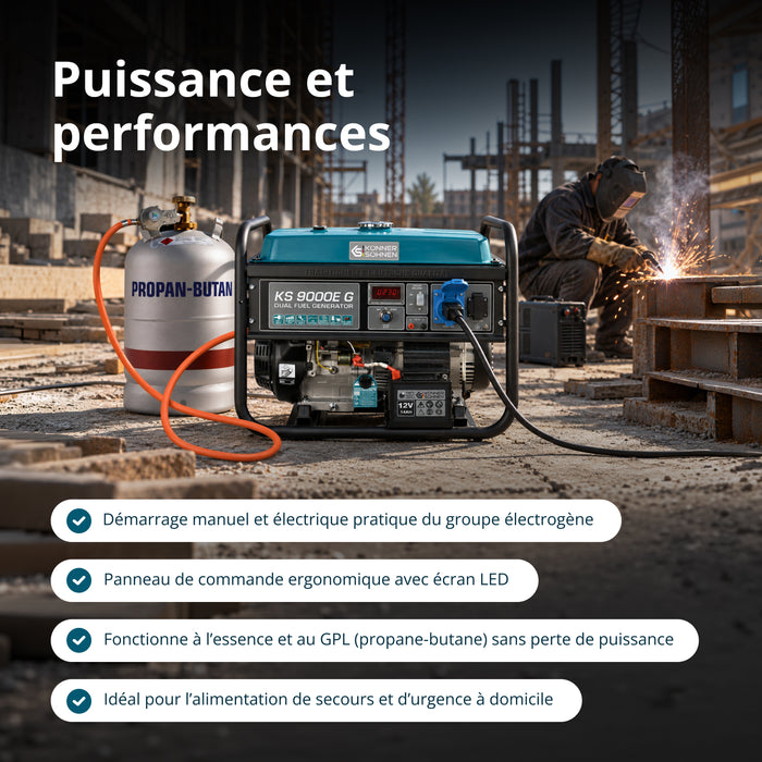 Groupe électrogène à essence/gaz "Könner & Söhnen" KS 9000E G