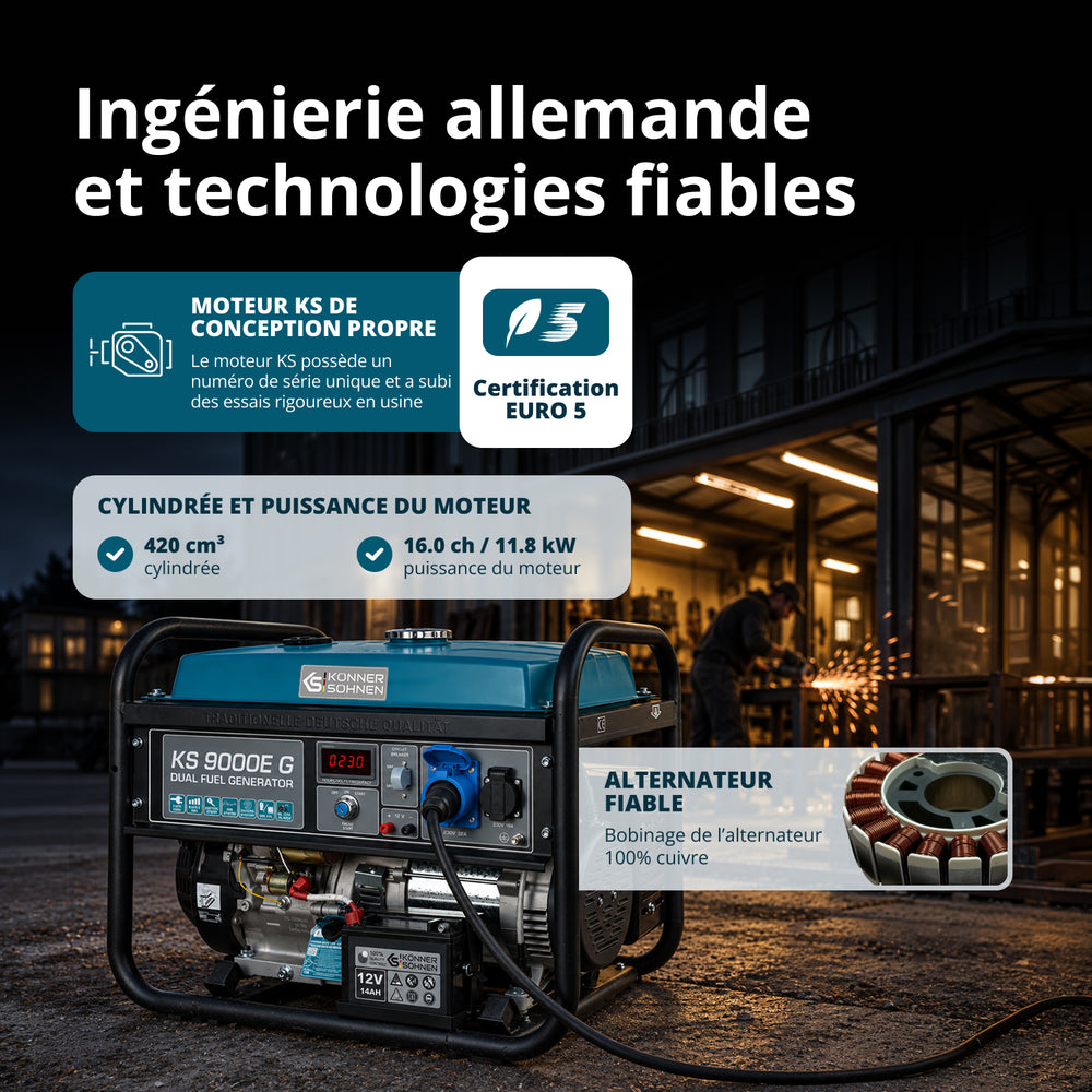 Groupe électrogène à essence/gaz "Könner & Söhnen" KS 9000E G
