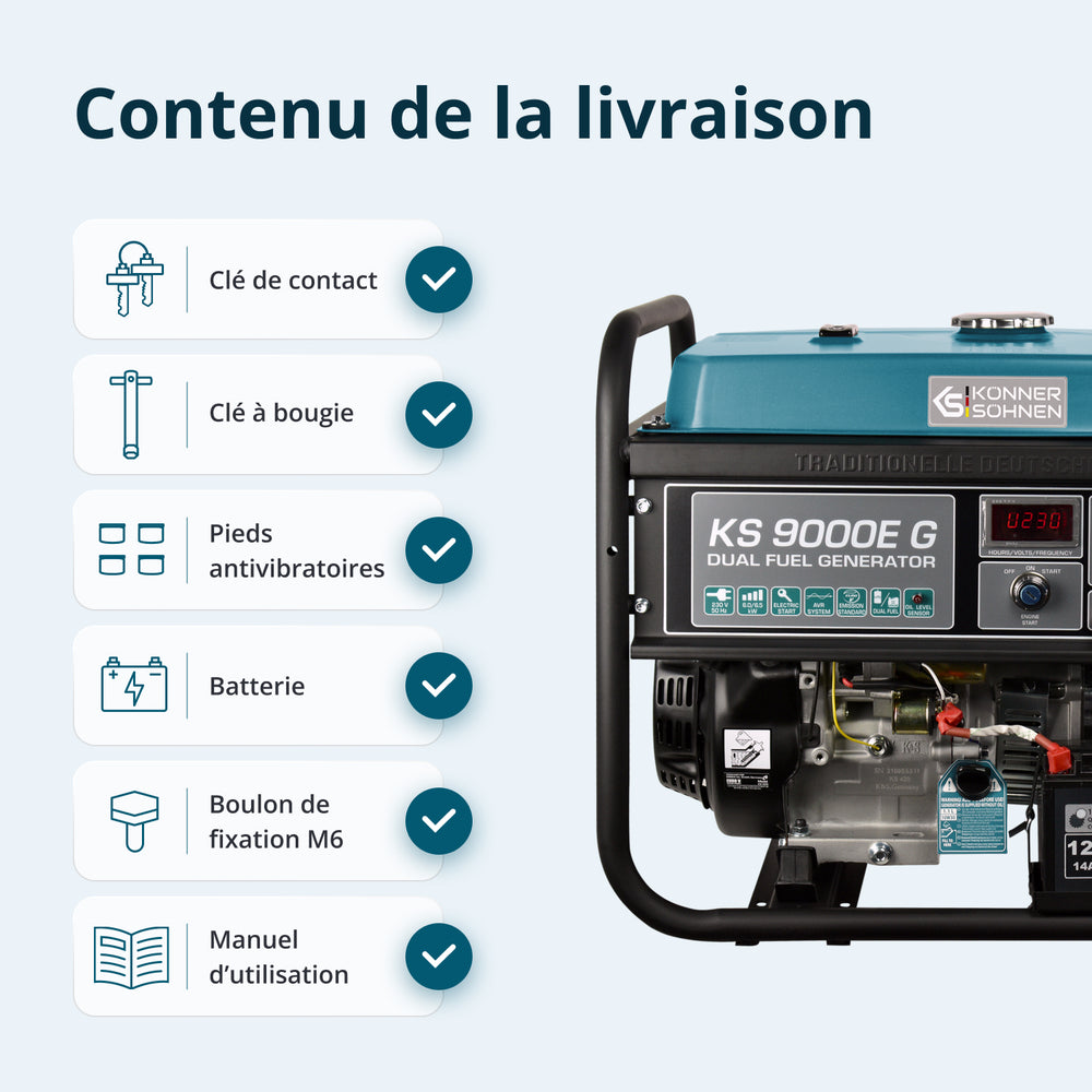 Groupe électrogène à essence/gaz "Könner & Söhnen" KS 9000E G