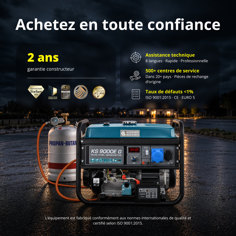 Groupe électrogène à essence/gaz "Könner & Söhnen" KS 9000E G