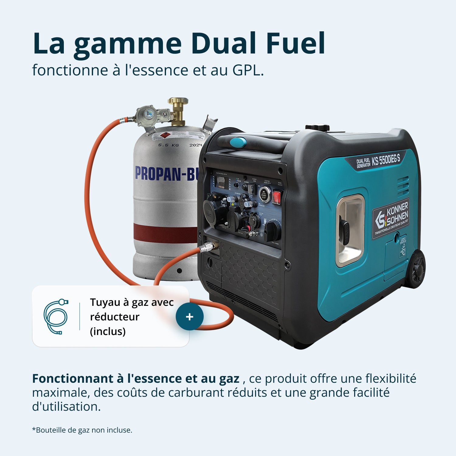 Groupe électrogène à essence-gaz de type inverter KS 5500iEG S