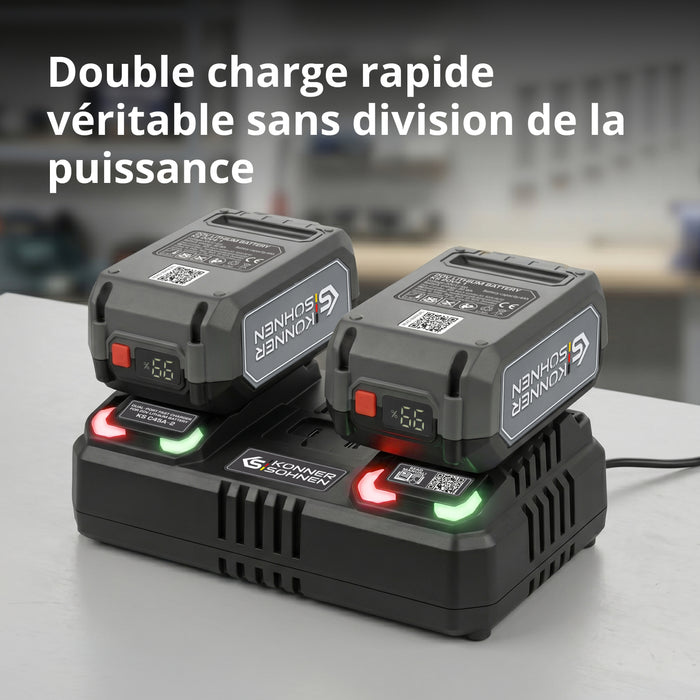 Chargeur double pour batteries rechargeables 20V KS C45A-2