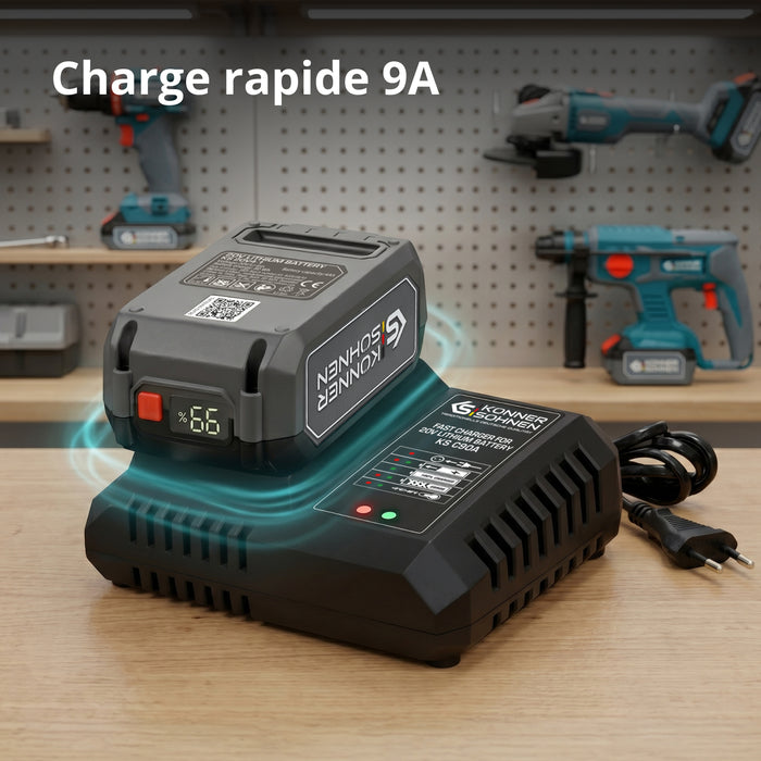 Chargeur rapide pour batterie lithium-ion 20 V KS C90A