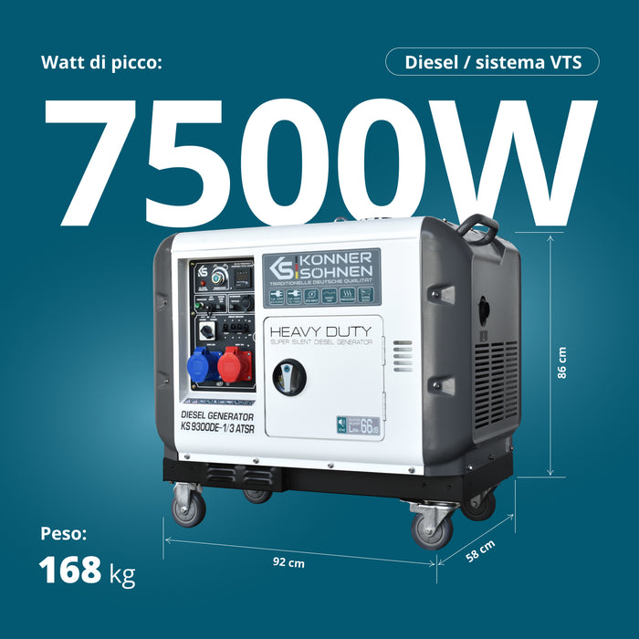 Generatore diesel "Könner & Söhnen" KS 9300DE-1/3 ATSR (EURO V)