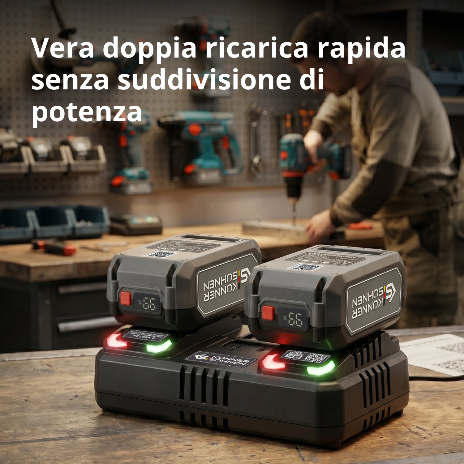 Caricabatterie doppio per batterie ricaricabili 20V KS C35A-2