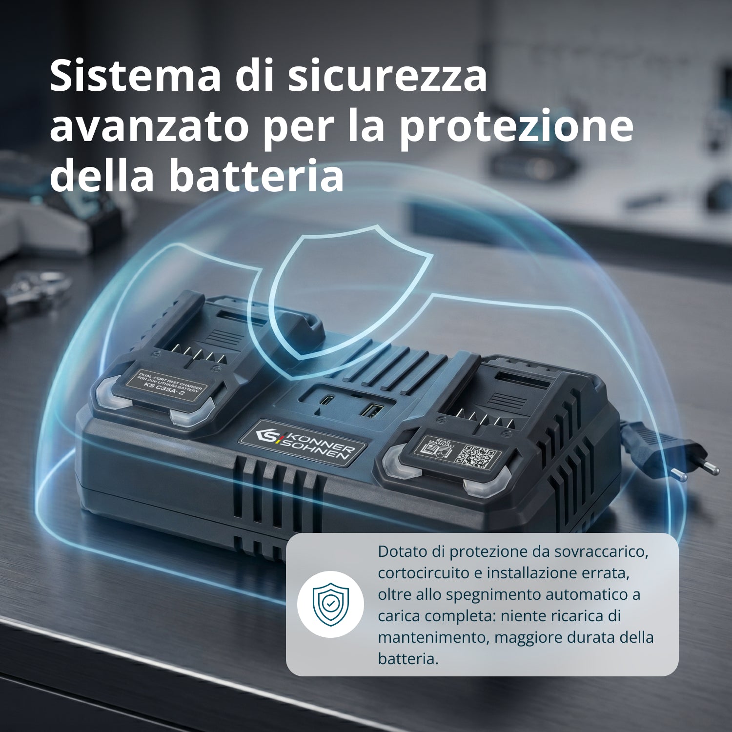 Caricabatterie doppio per batterie ricaricabili 20V KS C35A-2