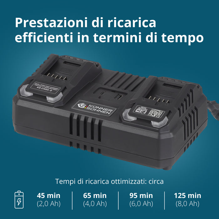 Caricabatterie doppio per batterie ricaricabili 20V KS C45A-2