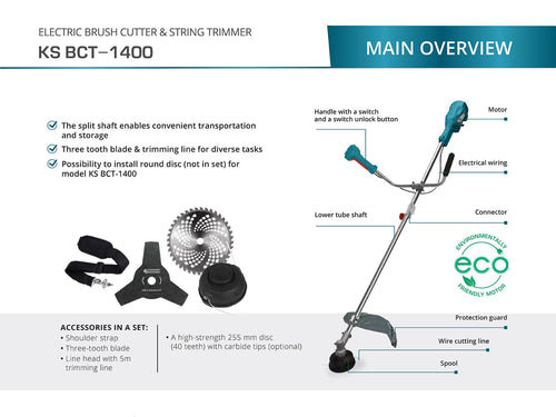 "Tagliabordi Elettrico e Decespugliatore KS BCT-1400"