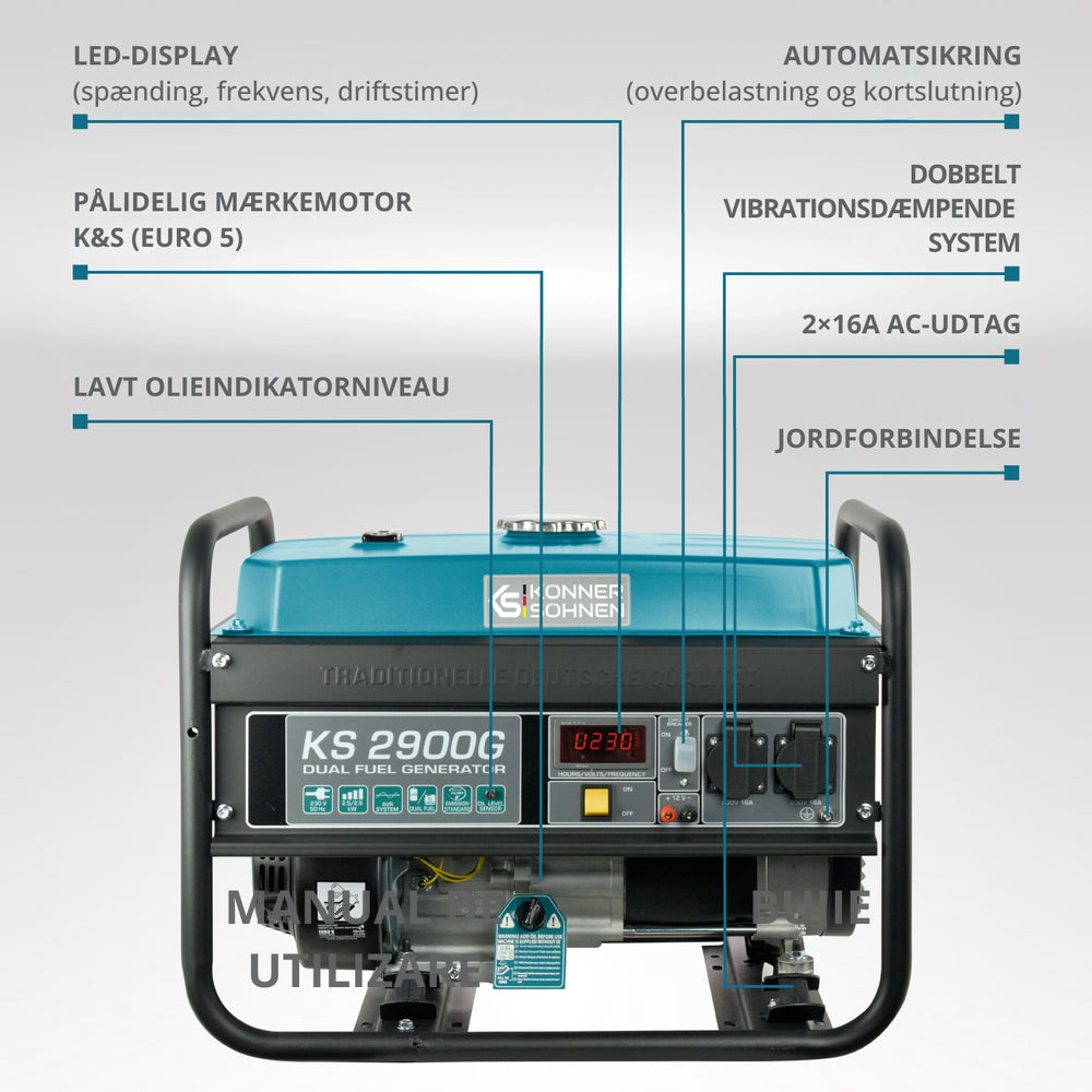 LPG/benzin generator "Könner & Söhnen" KS 2900G