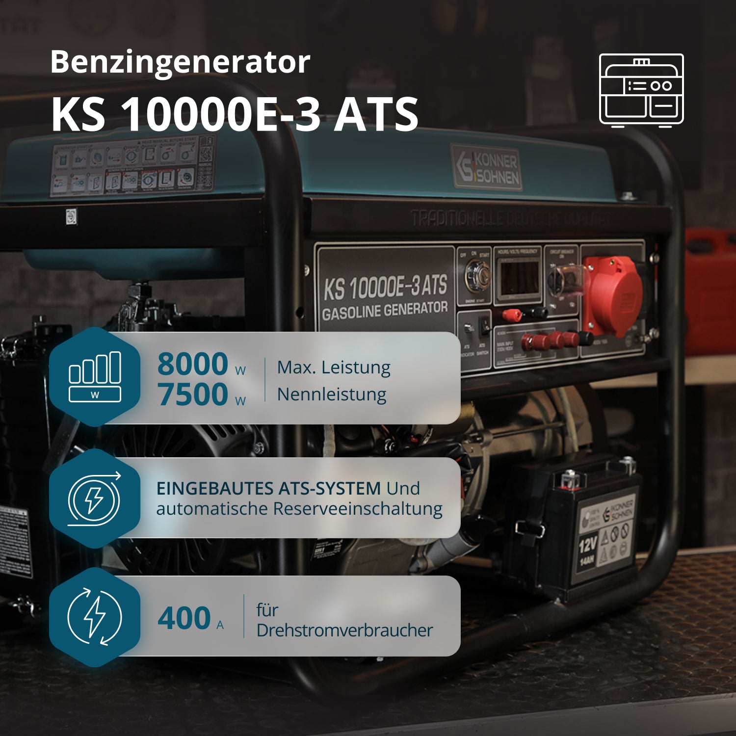 Bensinaggregat "Könner & Söhnen" KS 10000E-3 ATS