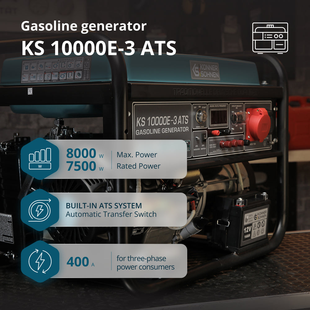 Benzinski generator „Könner & Söhnen“ KS 10000E-3 ATS