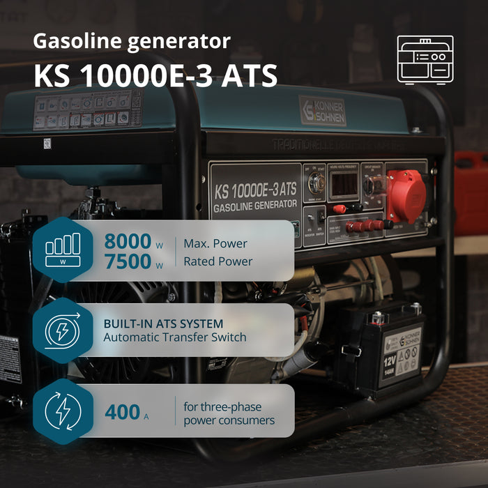 Benzinski generator „Könner & Söhnen“ KS 10000E-3 ATS