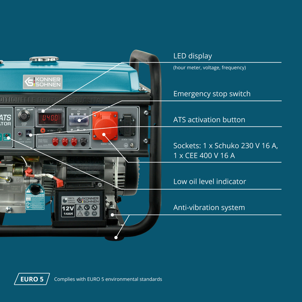 Benzinski generator „Könner & Söhnen“ KS 10000E-3 ATS