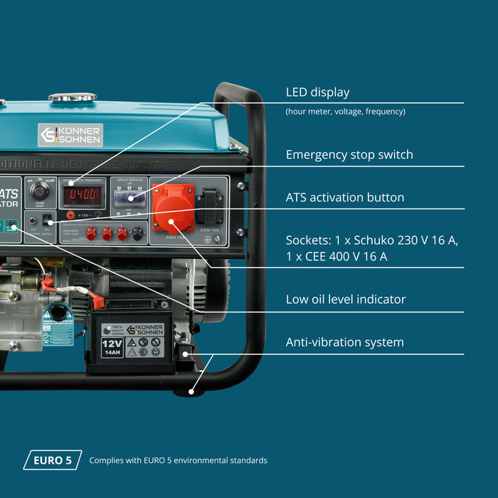 Benzinski generator „Könner & Söhnen“ KS 10000E-3 ATS