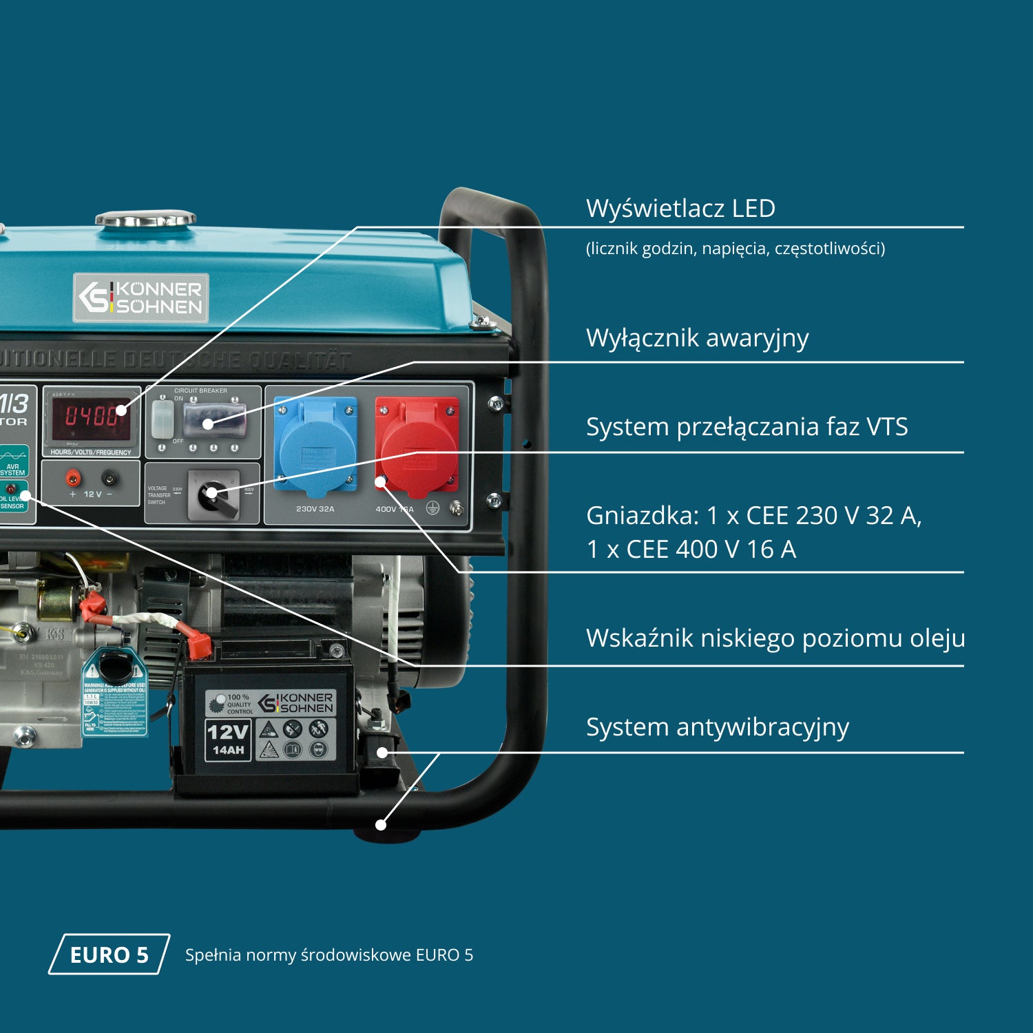Generator benzynowy „Könner & Söhnen” KS 10000E 1/3